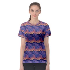 Pink Blue Waves Pattern Women s Sport Mesh Tee