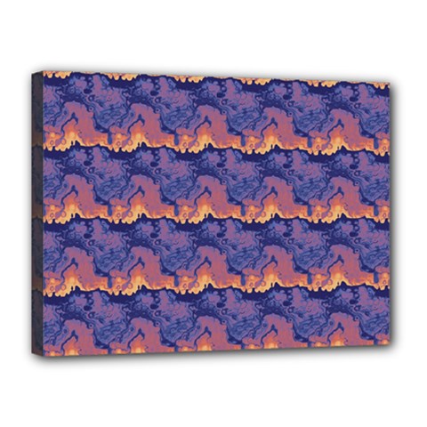 Pink Blue Waves Pattern Canvas 16  X 12  (stretched) by LalyLauraFLM