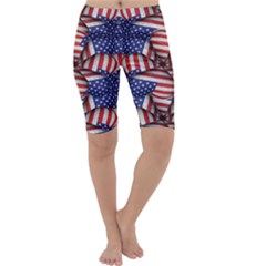 Modern Usa Flag Motif  Cropped Leggings  by dflcprintsclothing