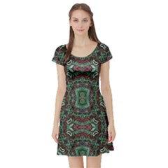 Tribal Ornament Pattern  Short Sleeved Skater Dress by dflcprintsclothing