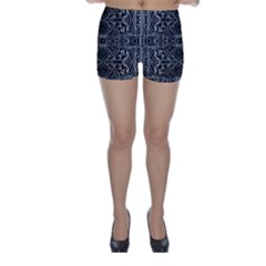 Black And White Tribal Geometric Pattern Print Skinny Shorts