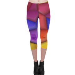 3d Colorful Shapes Capri Leggings  by LalyLauraFLM