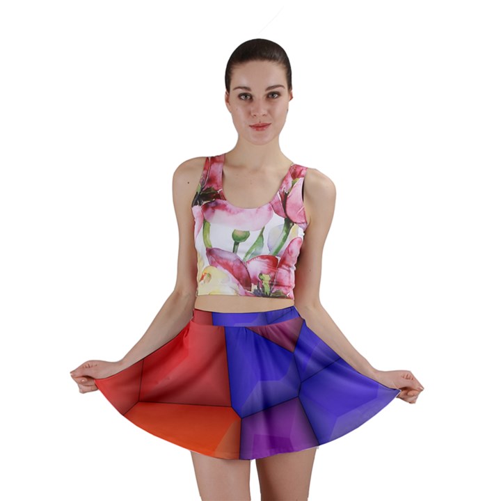 3d colorful shapes Mini Skirt