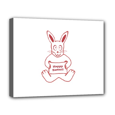 Cute Bunny With Banner Drawing Deluxe Canvas 20  X 16  (framed)