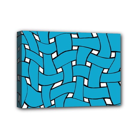 Blue Distorted Weave Mini Canvas 7  X 5  (stretched)