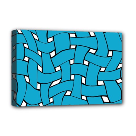 Blue Distorted Weave Deluxe Canvas 18  X 12  (stretched)