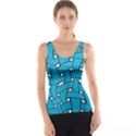 Blue distorted weave Tank Top View1