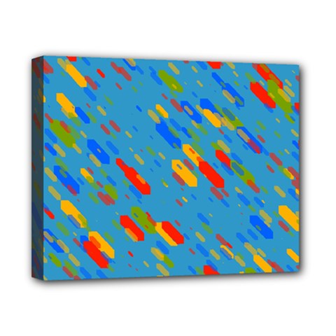 Colorful Shapes On A Blue Background Canvas 10  X 8  (stretched)