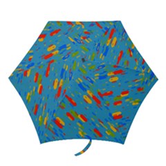 Colorful Shapes On A Blue Background Mini Folding Umbrella