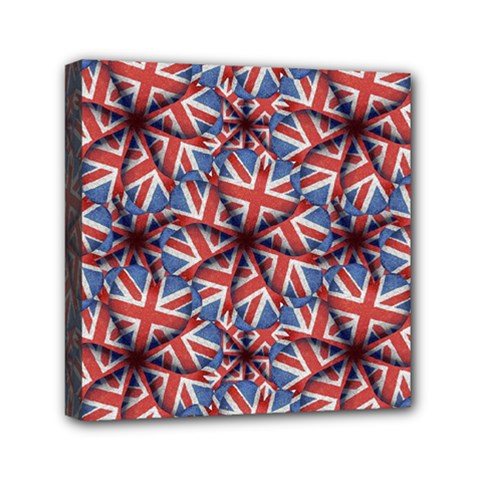 Heart Shaped England Flag Pattern Design Mini Canvas 6  X 6  (framed)