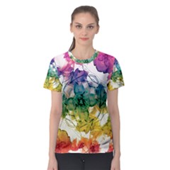 Multicolored Floral Swirls Decorative H Women s Sport Mesh Tee