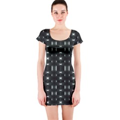 Futuristic Dark Hexagonal Grid Pattern Design Short Sleeve Bodycon Dress by dflcprintsclothing