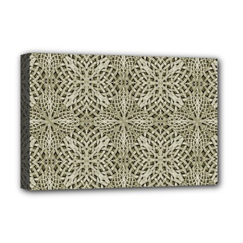 Silver Intricate Arabesque Pattern Deluxe Canvas 18  X 12  (framed)