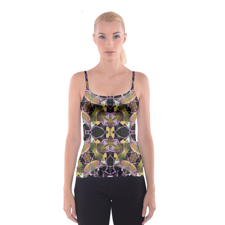 Geometric Grunge Pattern Print Spaghetti Strap Top