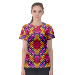 Multicolored Abstract Print Women s Sport Mesh Tee