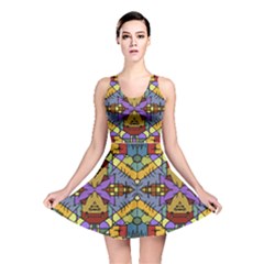 Multicolored Tribal Print Reversible Skater Dress