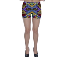 Multicolored Tribal Print Skinny Shorts