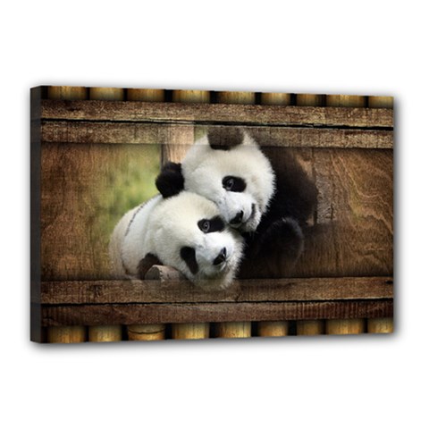 Panda Love Canvas 18  X 12  (framed)