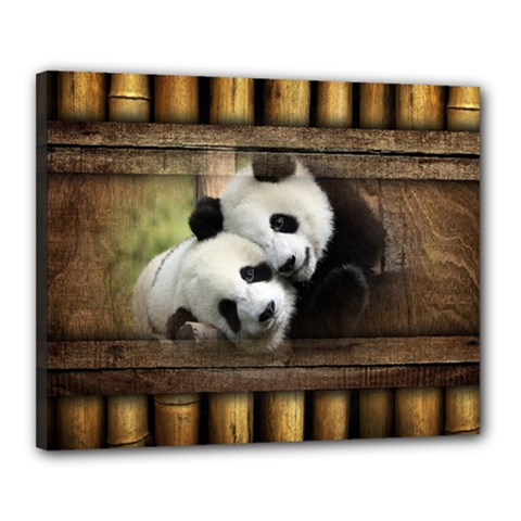 Panda Love Canvas 20  X 16  (framed) by TheWowFactor