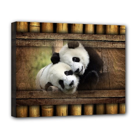 Panda Love Deluxe Canvas 20  X 16  (framed) by TheWowFactor