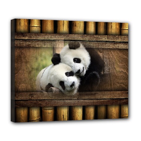 Panda Love Deluxe Canvas 24  X 20  (framed) by TheWowFactor