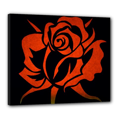 Red Rose Etching On Black Canvas 24  X 20  (framed) by StuffOrSomething