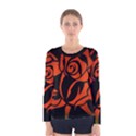 Red Rose Etching On Black Long Sleeve T-shirt (Women) View1