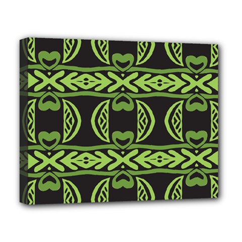 Green Shapes On A Black Background Pattern Deluxe Canvas 20  X 16  (stretched)