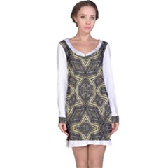 Geometric Tribal Golden Print Long Sleeve Nightdress by dflcprintsclothing