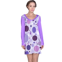 Purple Awareness Dots Long Sleeve Nightdress by FunWithFibro