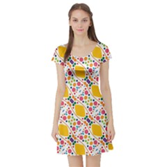 Dots And Rhombus Short Sleeve Skater Dress