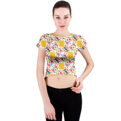 Dots And Rhombus Crew Neck Crop Top by LalyLauraFLM