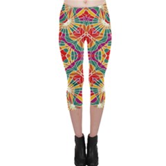 Multicolor Geometric Print Capri Leggings 