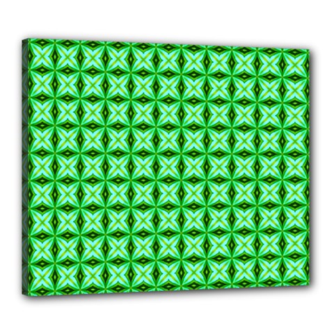 Green Abstract Tile Pattern Canvas 24  X 20  (framed)