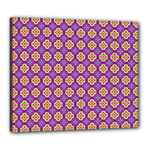 Purple Decorative Quatrefoil Canvas 24  X 20  (framed)