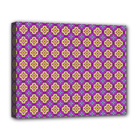 Purple Decorative Quatrefoil Deluxe Canvas 20  X 16  (framed) by GardenOfOphir