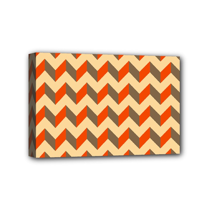 Modern Retro Chevron Patchwork Pattern  Mini Canvas 6  x 4  (Framed)