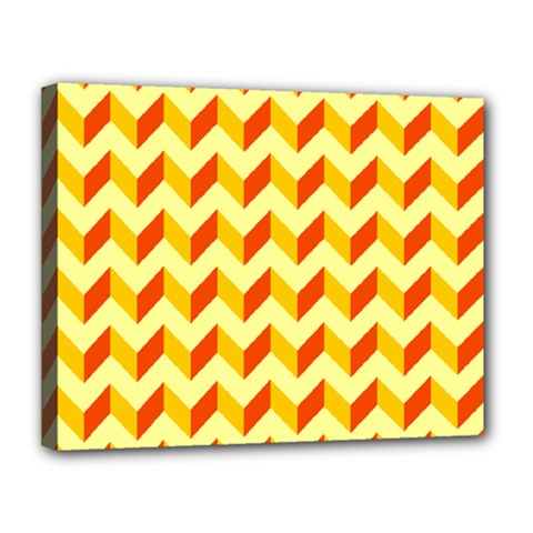 Modern Retro Chevron Patchwork Pattern  Canvas 14  X 11  (framed)