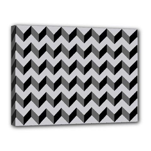 Modern Retro Chevron Patchwork Pattern  Canvas 16  X 12  (framed)