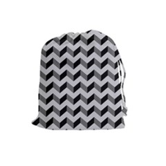 Modern Retro Chevron Patchwork Pattern  Drawstring Pouch (large)