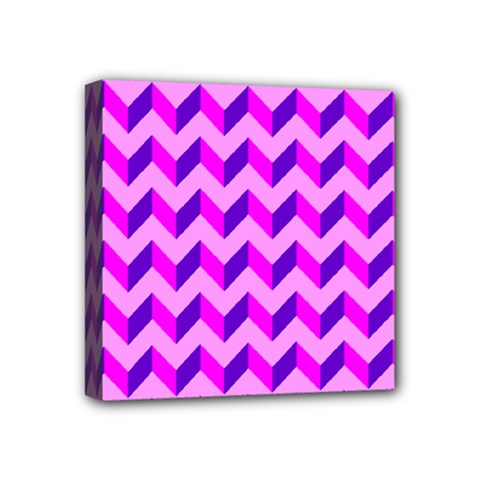 Modern Retro Chevron Patchwork Pattern Mini Canvas 4  X 4  (framed) by GardenOfOphir