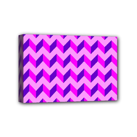 Modern Retro Chevron Patchwork Pattern Mini Canvas 6  X 4  (framed)