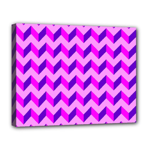 Modern Retro Chevron Patchwork Pattern Canvas 14  X 11  (framed)