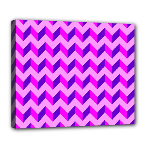 Modern Retro Chevron Patchwork Pattern Deluxe Canvas 24  X 20  (framed) by GardenOfOphir