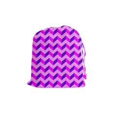 Modern Retro Chevron Patchwork Pattern Drawstring Pouch (medium) by GardenOfOphir