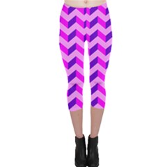 Modern Retro Chevron Patchwork Pattern Capri Leggings  by GardenOfOphir