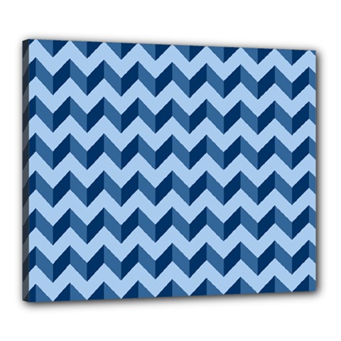 Tiffany Blue Modern Retro Chevron Patchwork Pattern Canvas 24  X 20  (framed)