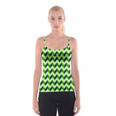 Green Modern Retro Chevron Patchwork Pattern Spaghetti Strap Top