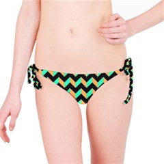 Neon And Black Modern Retro Chevron Patchwork Pattern Bikini Bottom