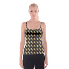 Tan Gray Modern Retro Chevron Patchwork Pattern Spaghetti Strap Top